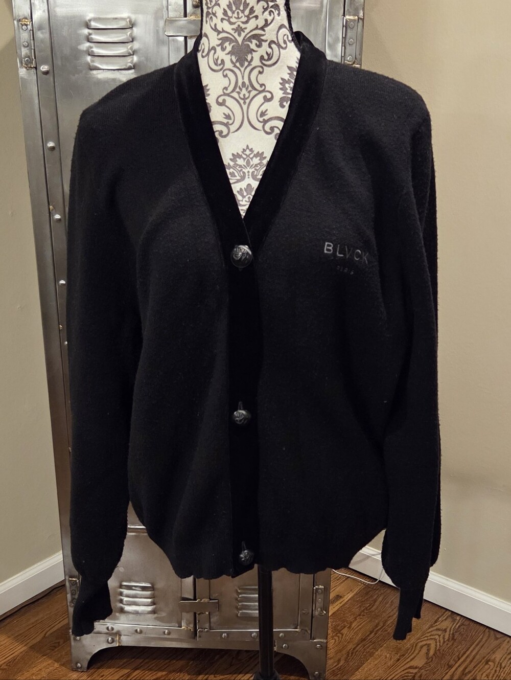 BLVCK Paris Velvet Detail Button Cardigan sz Sm